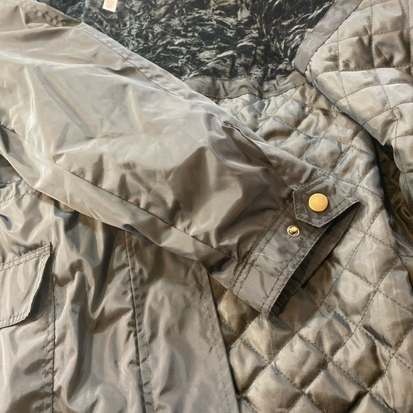 Arizona Jeans Co Womens Black Jacket Faux Fur Hood Rain Slick Jrs Plus 3X - Picture 16 of 16